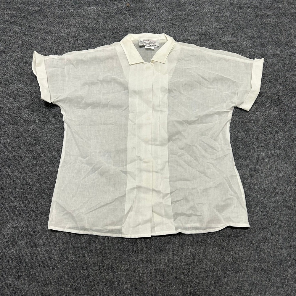 Lady Arrow Shirt Womens Size 8 White Pleated Short Sleeve Button Up USA Made
